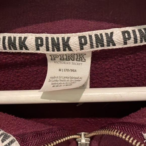 PINK by Victoria’s Secret - Burgundy Quarter Zip with Red and Blue Stripes - Picture 2 of 3